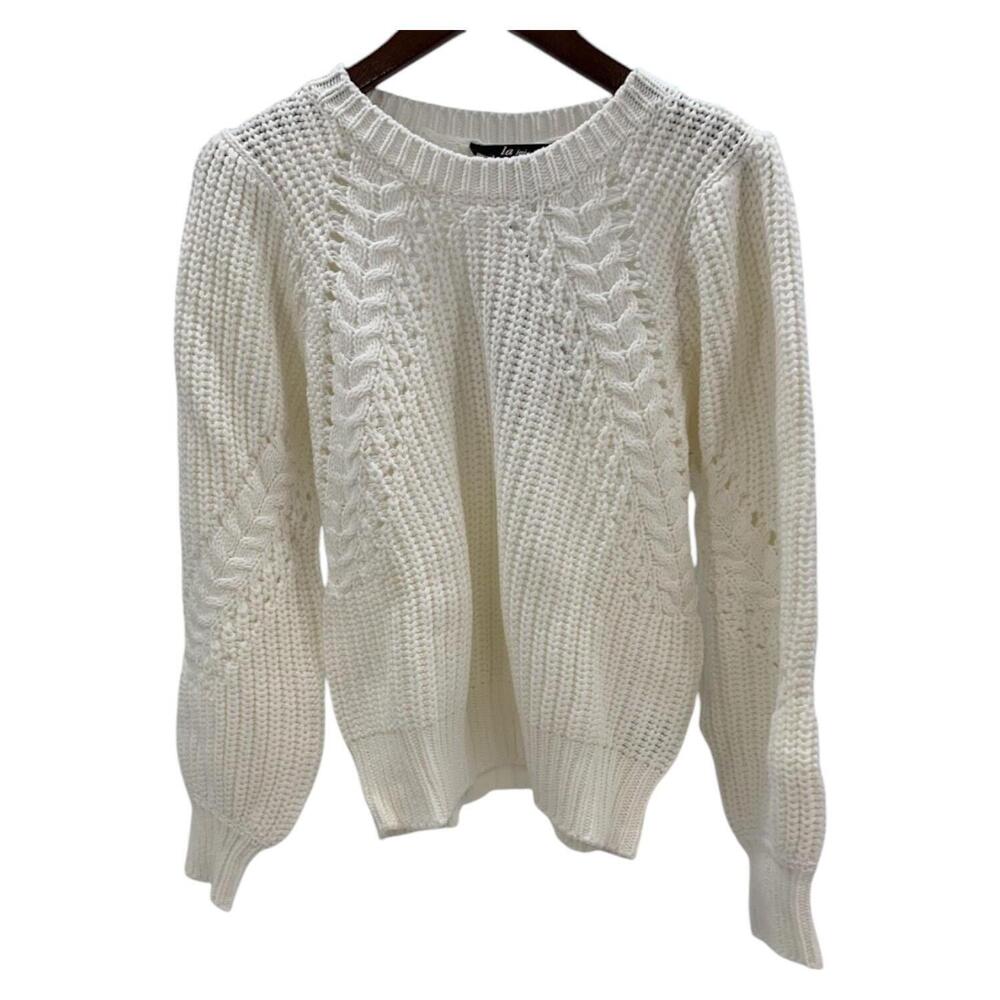 La Joie Women's Novelty Stitch Knit Sweater White - Regular